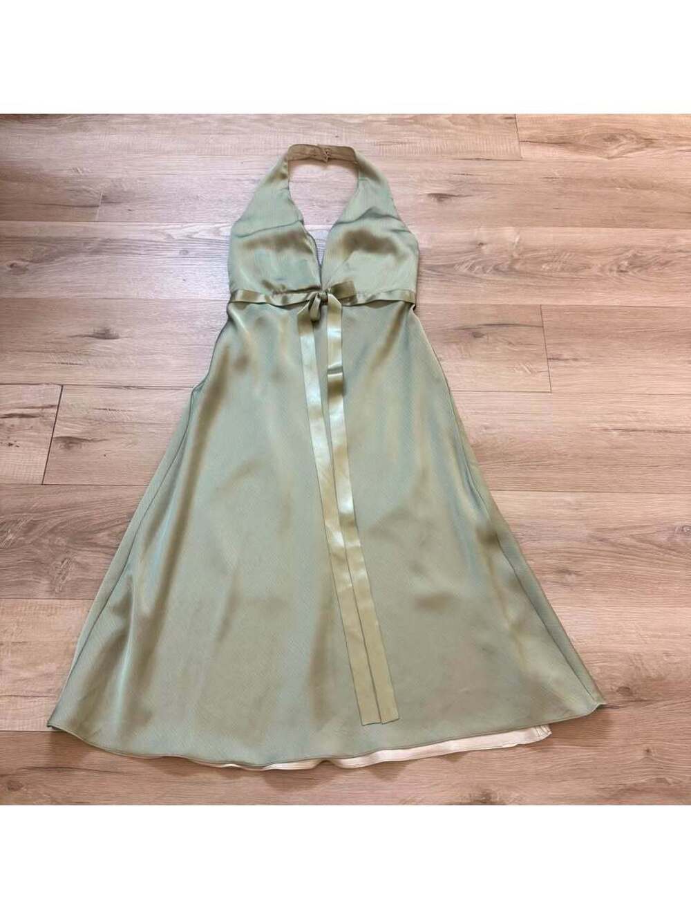 Alfred Sung Kiwi Green Halter Swing Dress Women's 12
